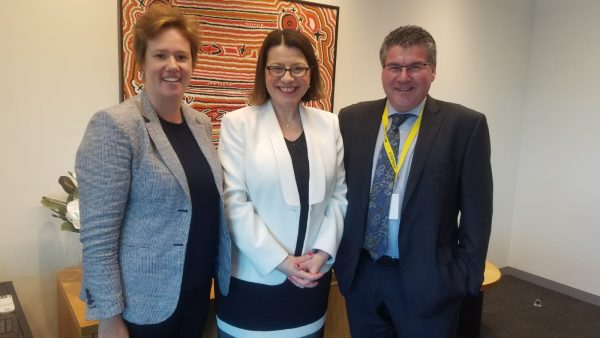 Trevor Carr, RWAV CEO, Jenny Mikakos, Victorian Minister of Health, and Lauren Cordwell, RWAV General Manager Strategy and Stakeholder Engagement.